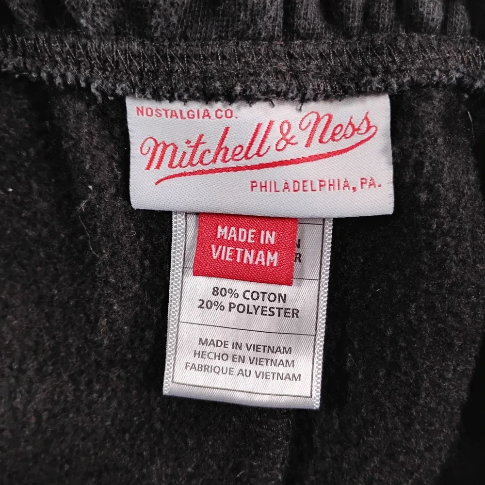 Mitchell & Ness Chicago Bulls Black Jogger Sweatpants NBA Finals Patches Mens S‎